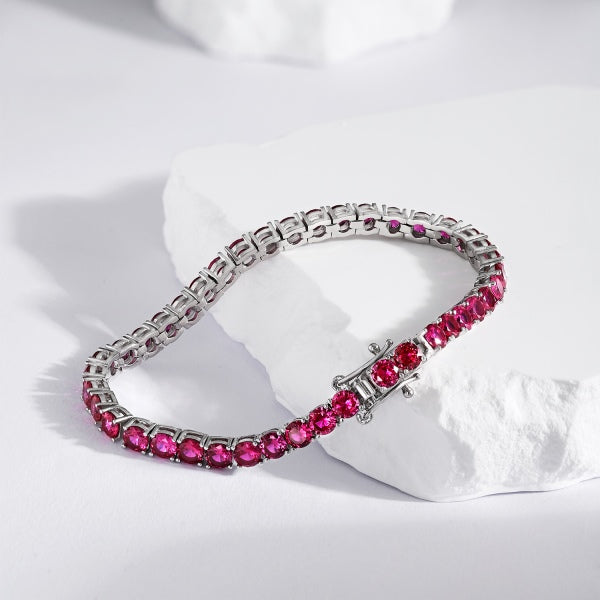 925 Sterling Silver Cubic Zirconia (CZ) 5A 12 Carats Bracelet
