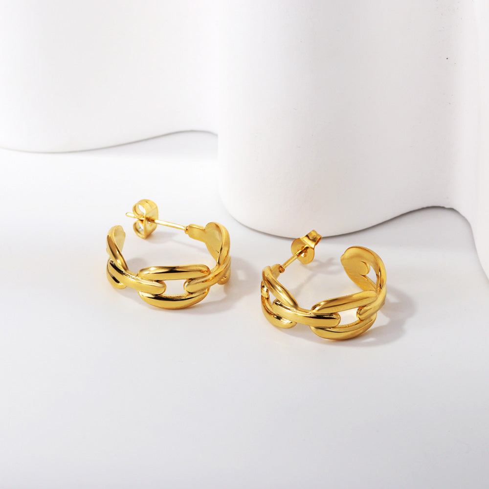 C-Hoop Stainless Steel Earrings 18K Gold Plated
