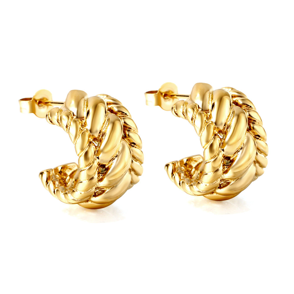 C-Hoop Stainless Steel Earrings 18K Gold Plated