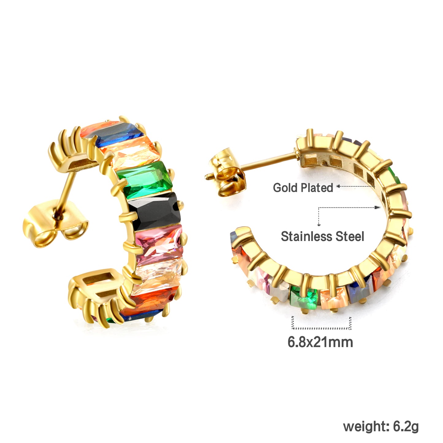 Hoop Stainless Steel Earrings 18K Gold Plated