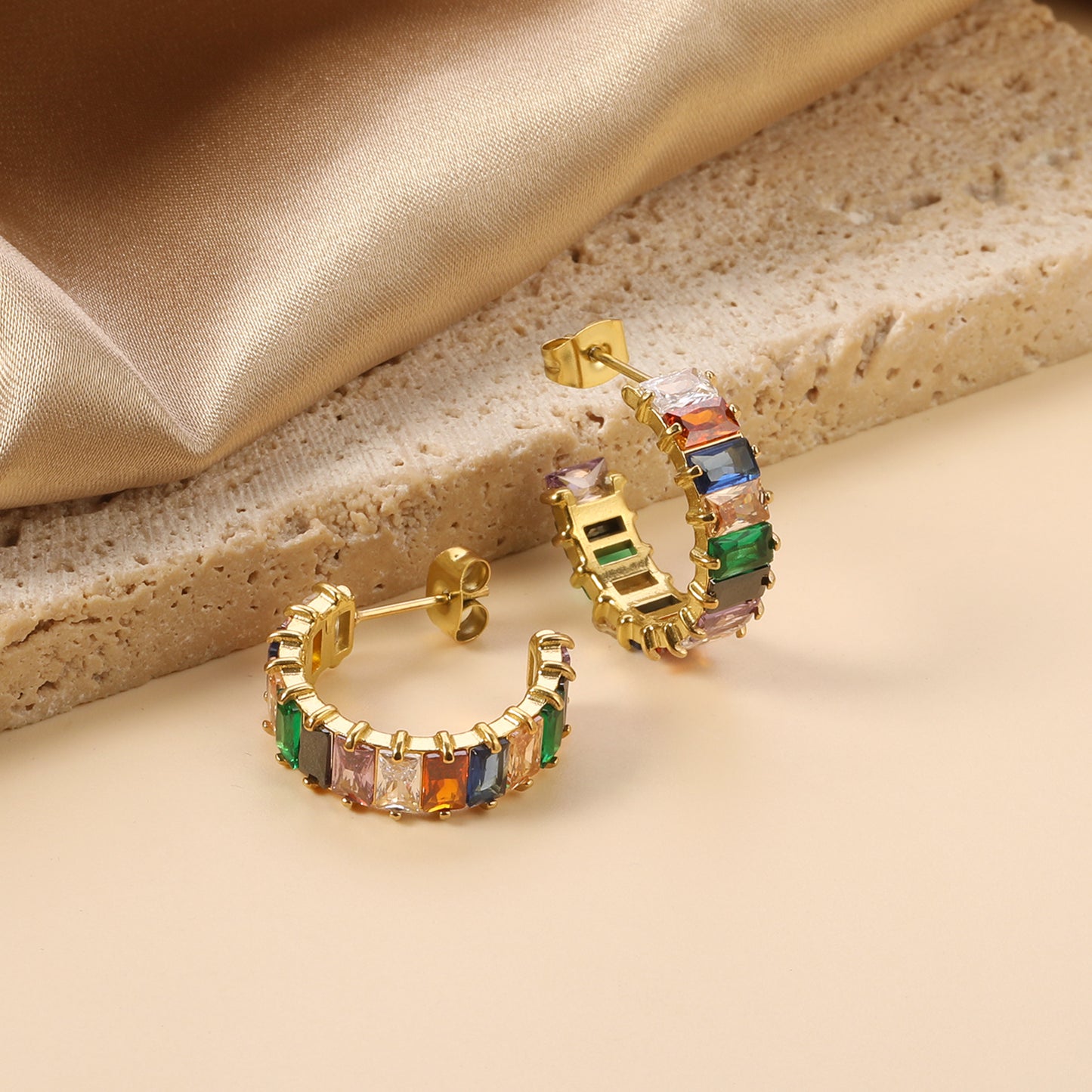 Hoop Stainless Steel Earrings 18K Gold Plated