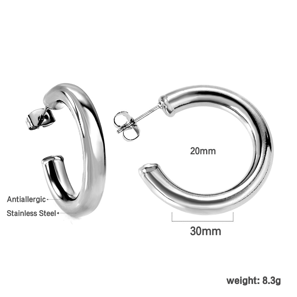C-Hoop Stainless Steel Earrings 18K Gold Plated