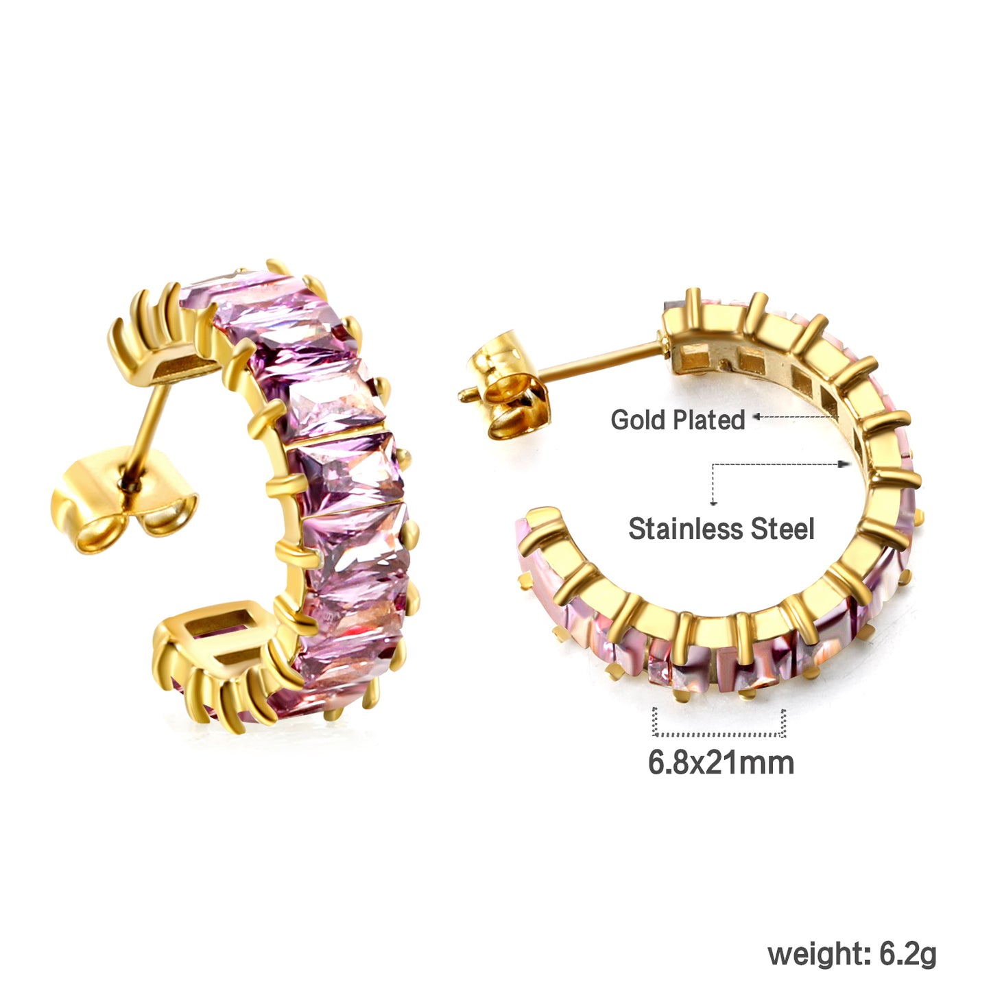 Hoop Stainless Steel Earrings 18K Gold Plated