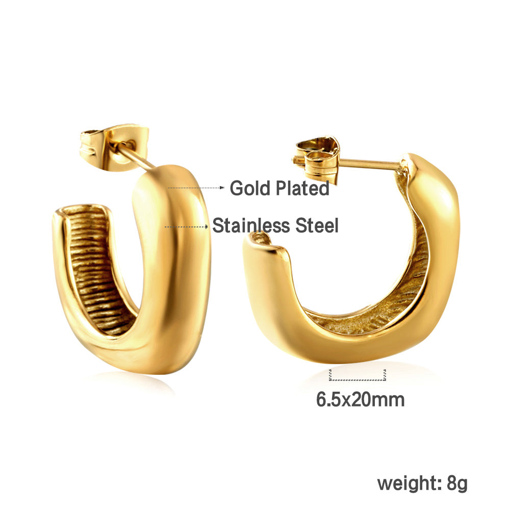 C-Hoop Stainless Steel Earrings 18K Gold Plated
