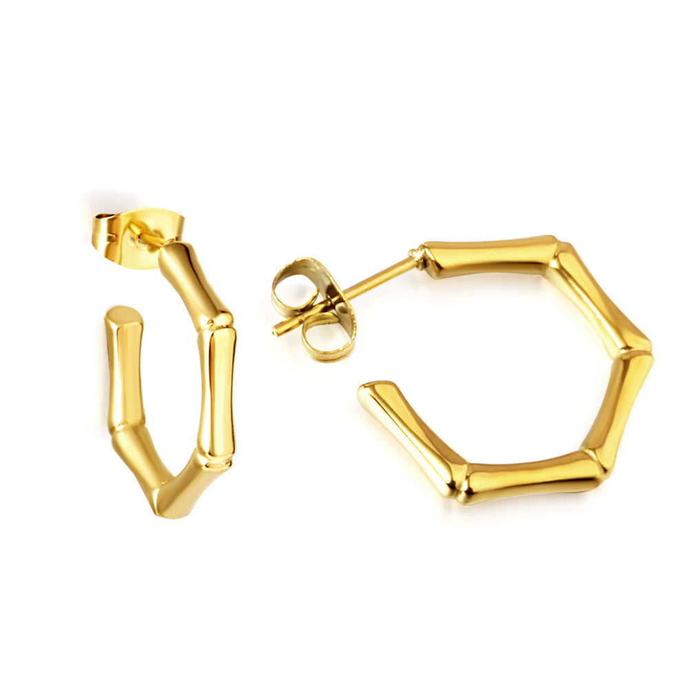 C-Hoop Stainless Steel Earrings 18K Gold Plated
