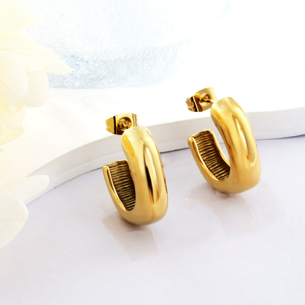 C-Hoop Stainless Steel Earrings 18K Gold Plated