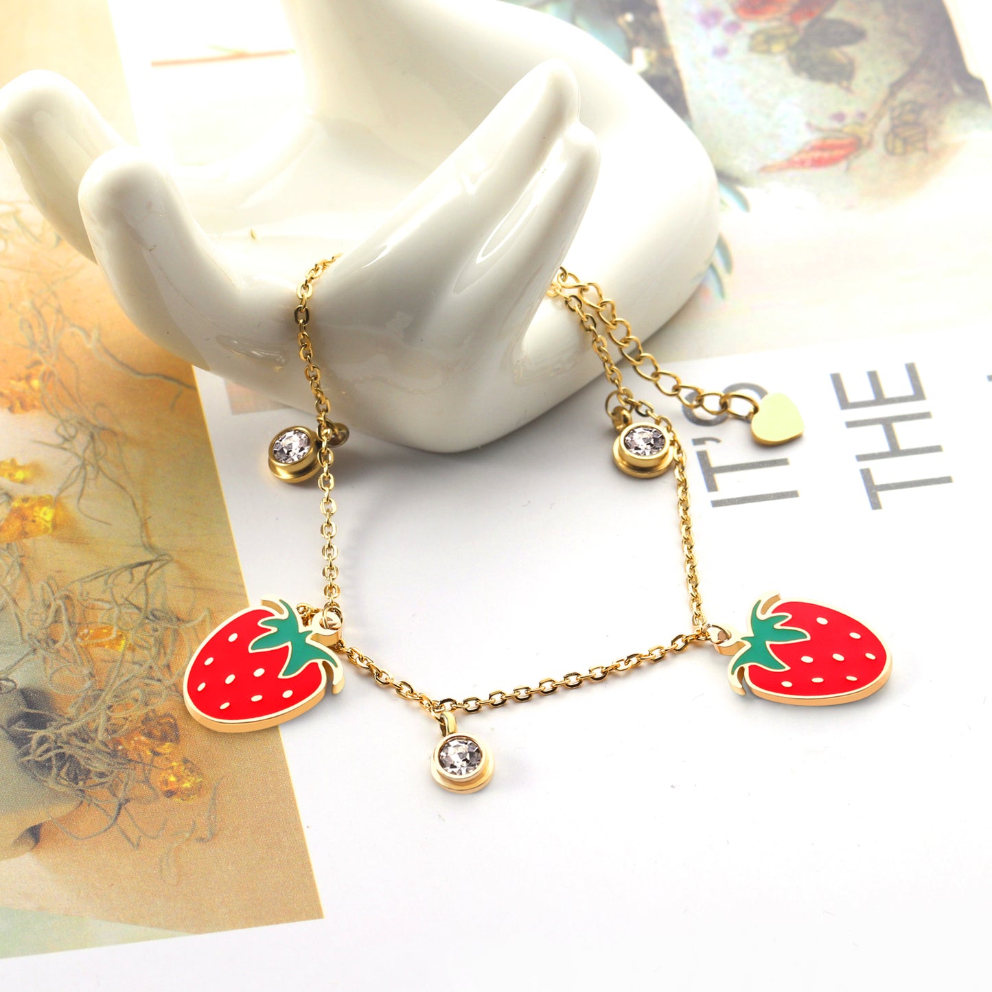 Strawberry Bliss Charm Bracelet