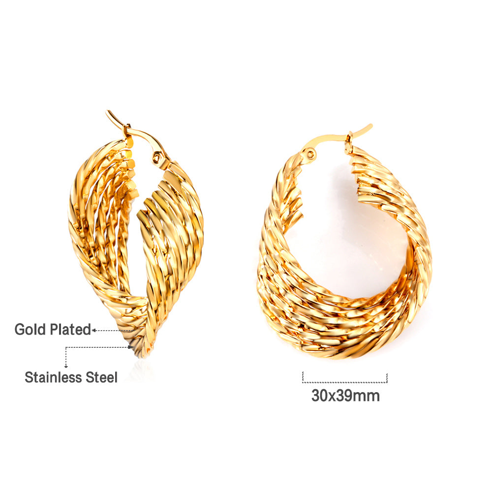Hoop Stainless Steel Earrings 18K Gold Plated