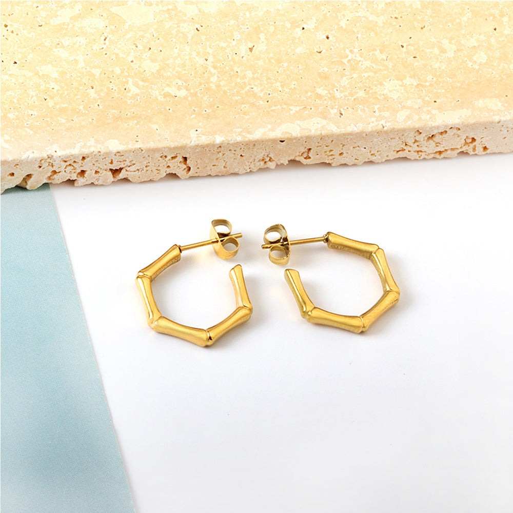C-Hoop Stainless Steel Earrings 18K Gold Plated