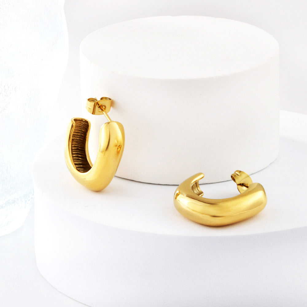 C-Hoop Stainless Steel Earrings 18K Gold Plated