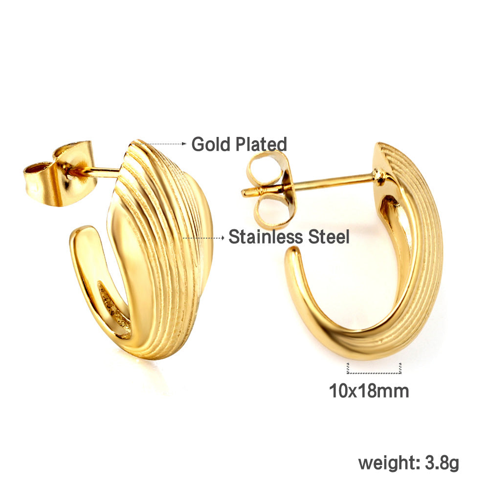 C-Hoop Stainless Steel Earrings 18K Gold Plated