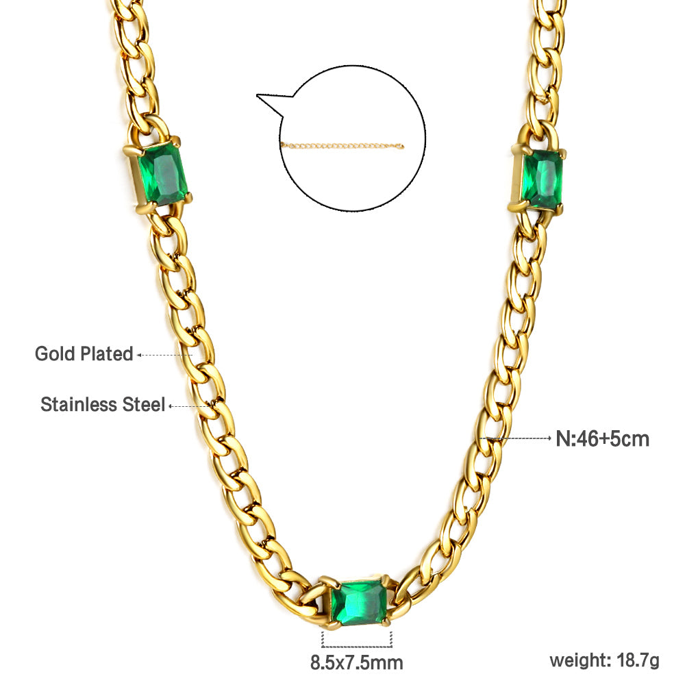 Emerald Charm Chain Necklace