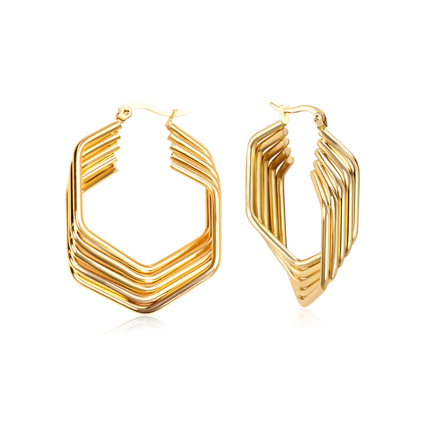 C-Hoop Stainless Steel Earrings 18K Gold Plated