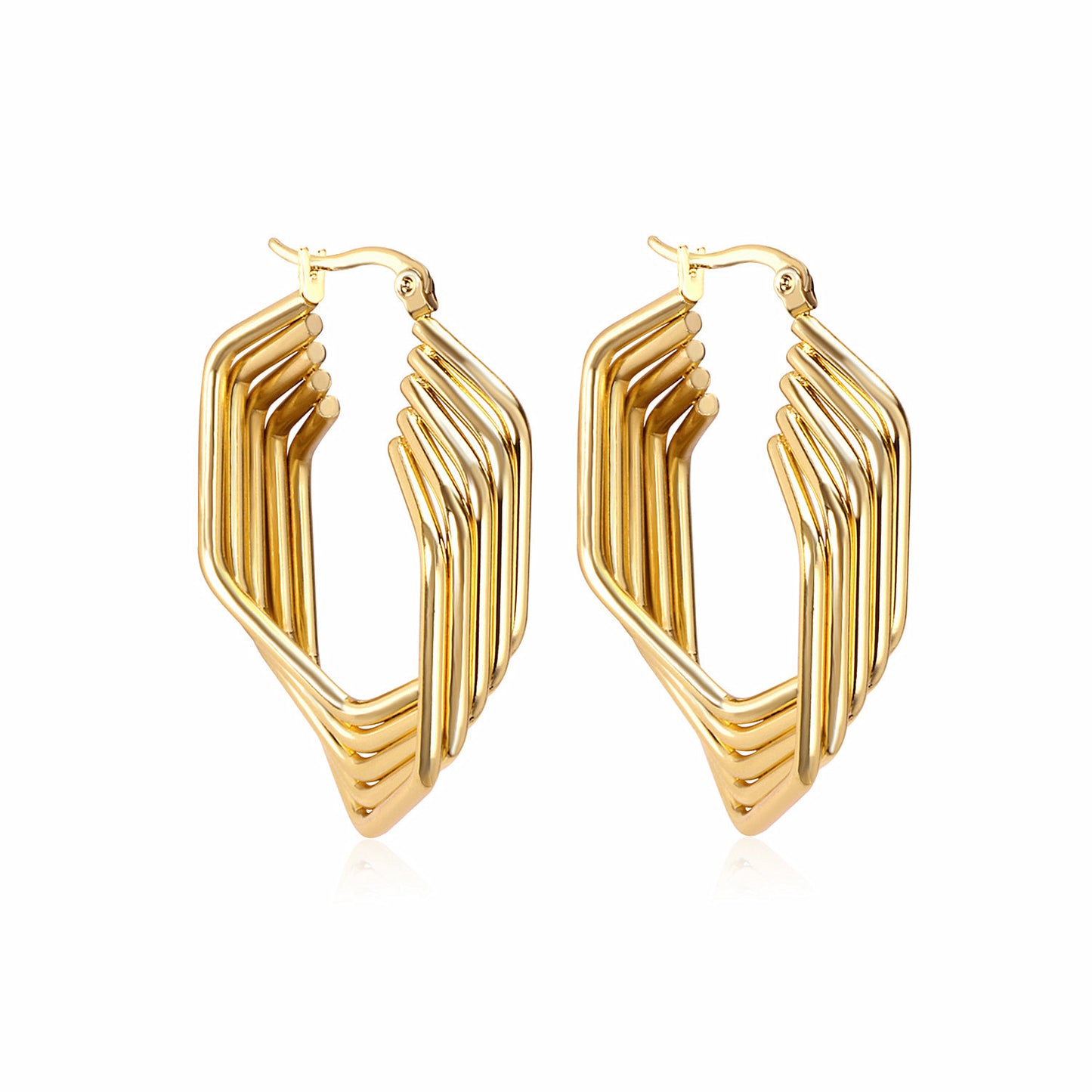 C-Hoop Stainless Steel Earrings 18K Gold Plated