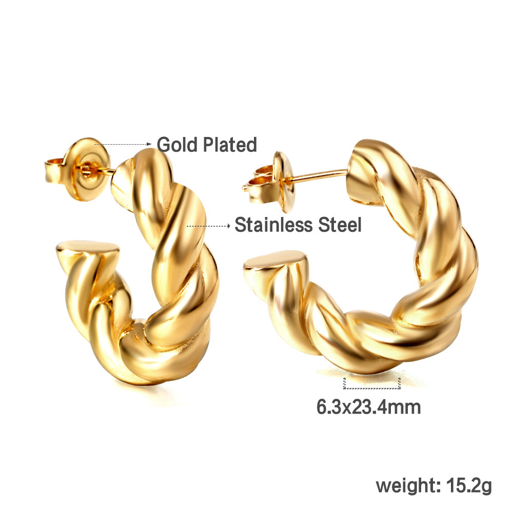 C-Hoop Stainless Steel Earrings 18K Gold Plated