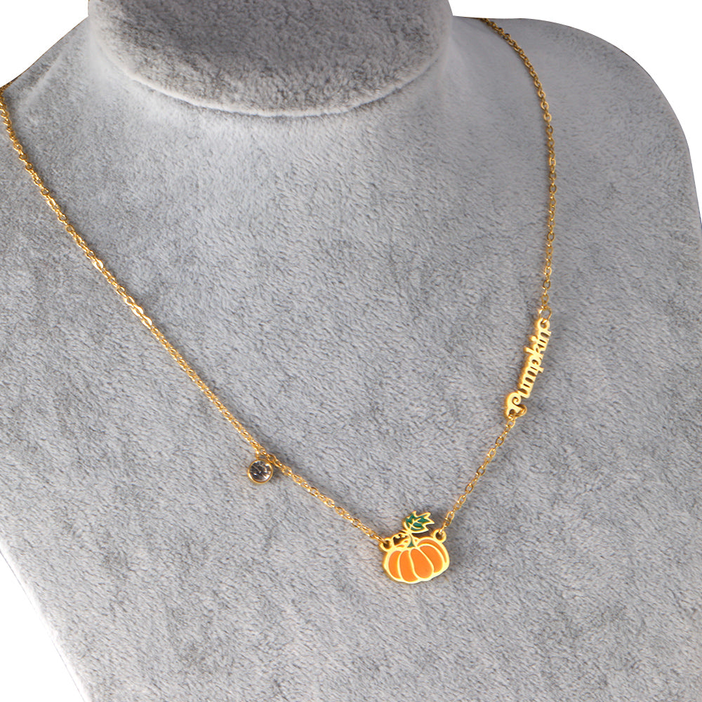 Cozy Pumpkin Charm Pendant Necklace
