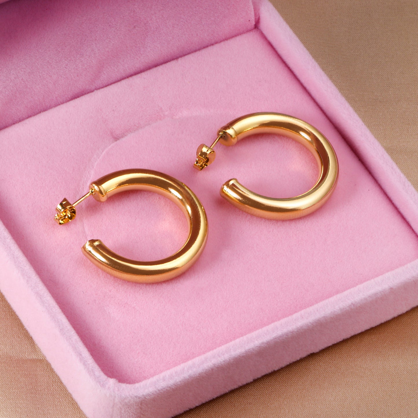 C-Hoop Stainless Steel Earrings 18K Gold Plated