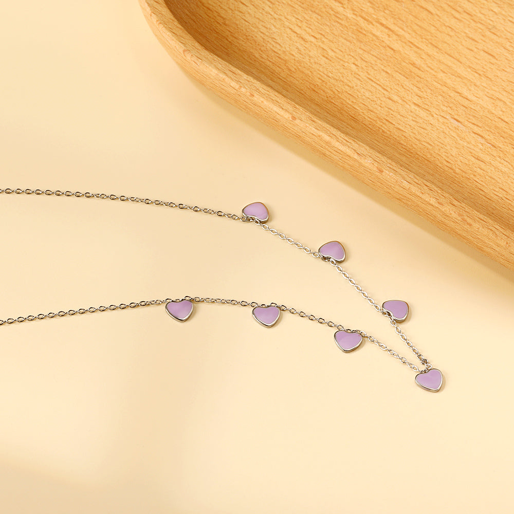 Purple Hearts Charm Pendant
