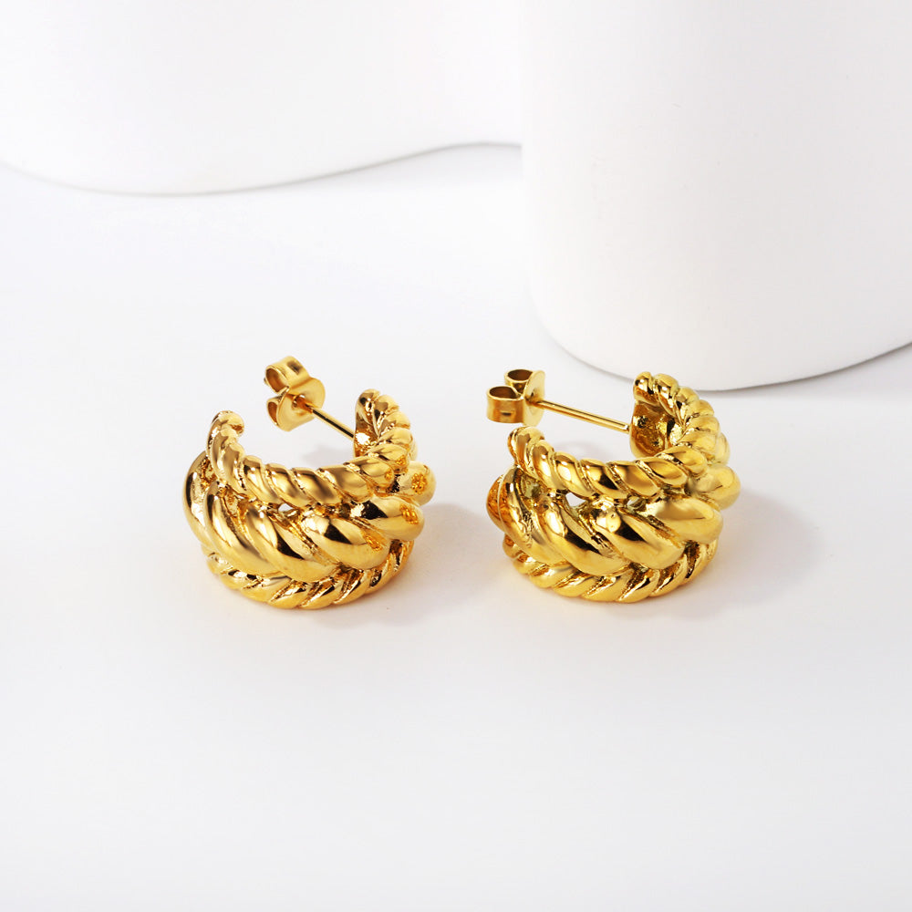 C-Hoop Stainless Steel Earrings 18K Gold Plated