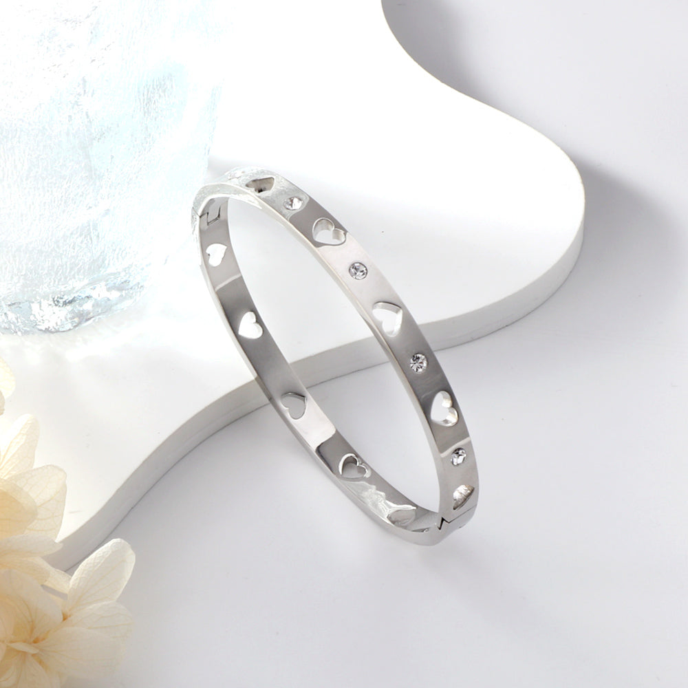 Hearts Sparkle Bangle Bracelet