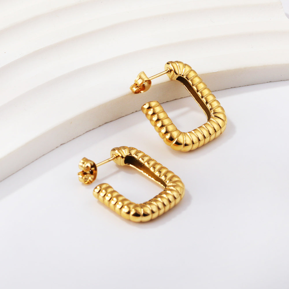 C-Hoop Stainless Steel Earrings 18K Gold Plated