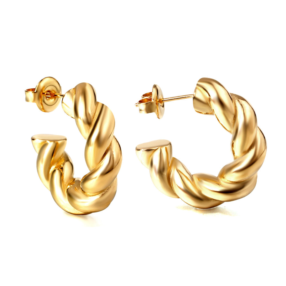 C-Hoop Stainless Steel Earrings 18K Gold Plated