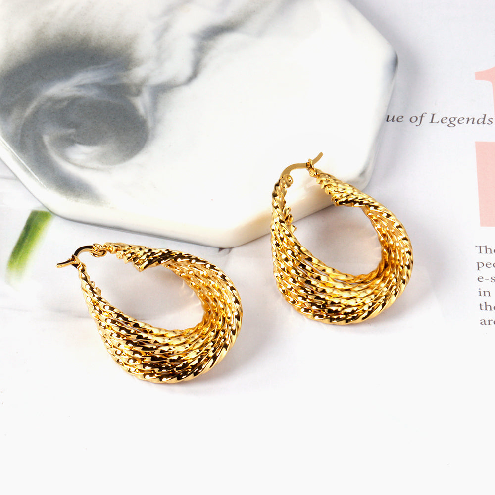 Hoop Stainless Steel Earrings 18K Gold Plated