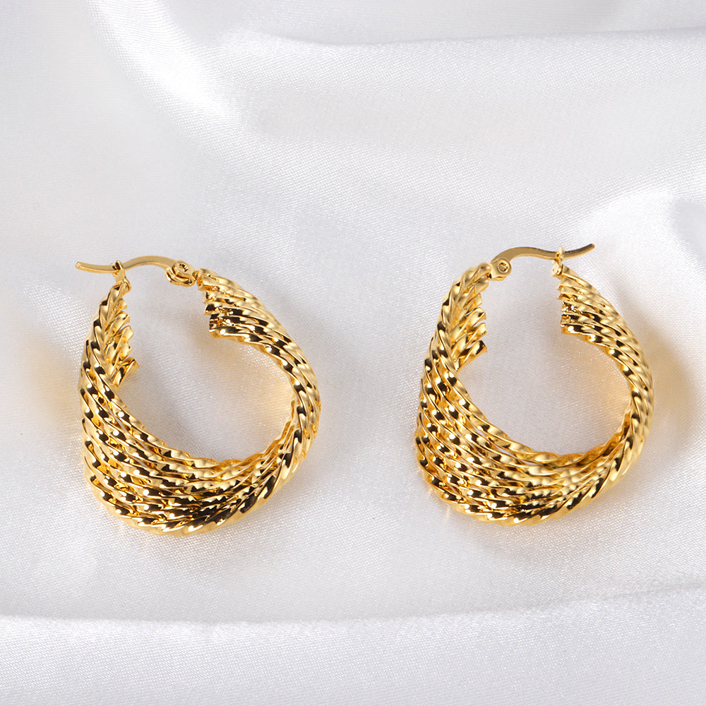 Hoop Stainless Steel Earrings 18K Gold Plated