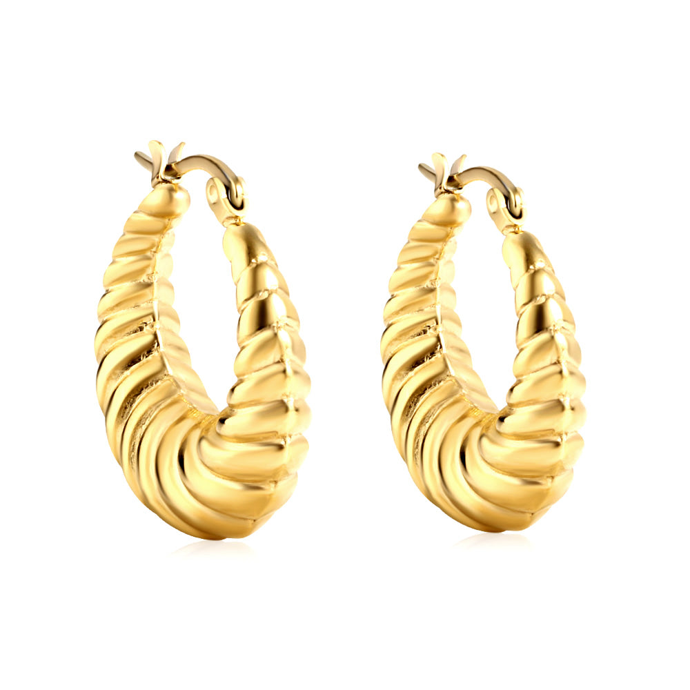 C-Hoop Stainless Steel Earrings 18K Gold Plated