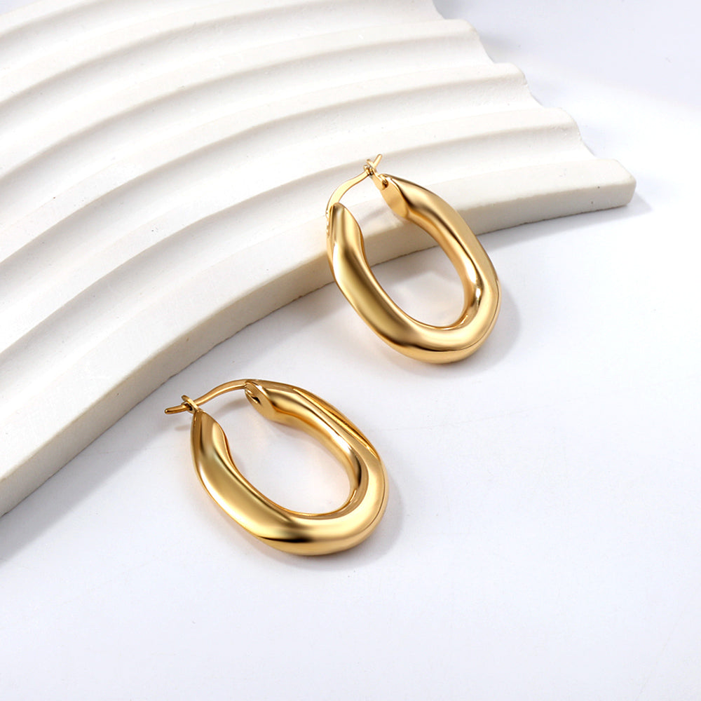C-Hoop Stainless Steel Earrings 18K Gold Plated