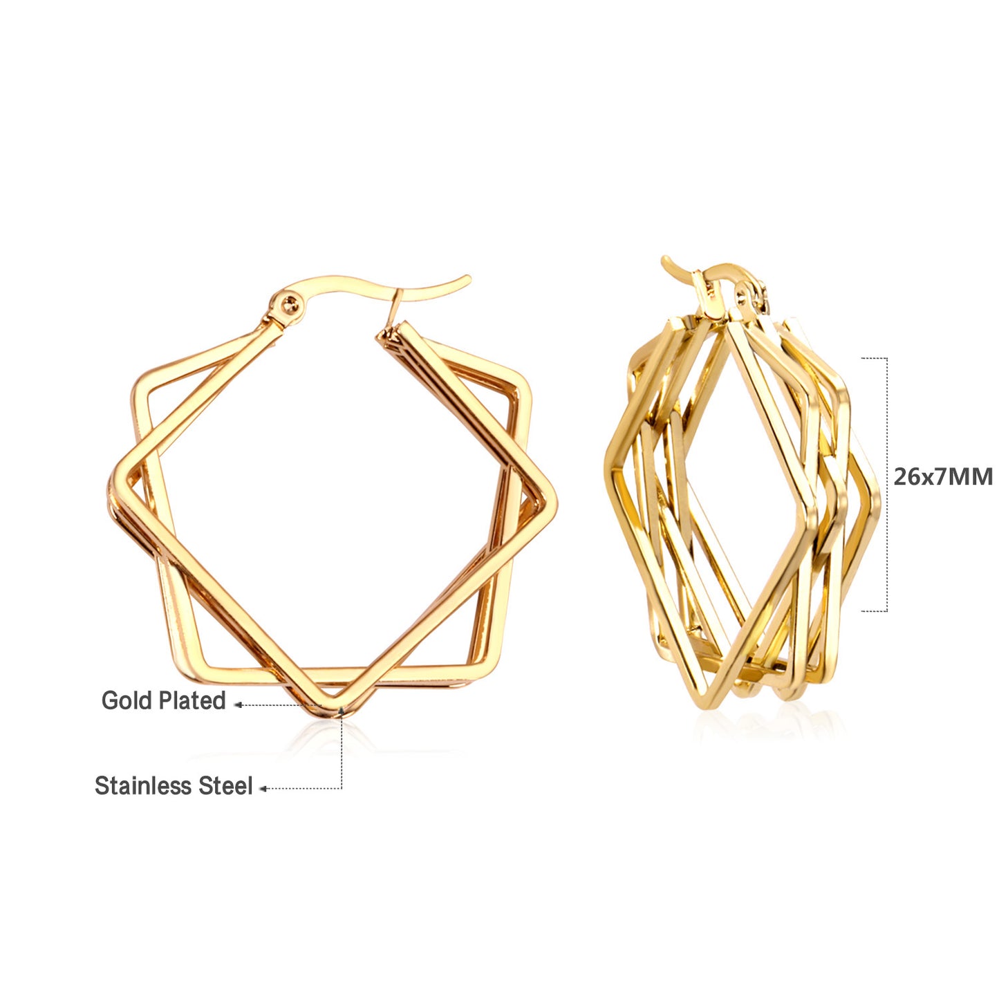 C-Hoop Stainless Steel Earrings 18K Gold Plated