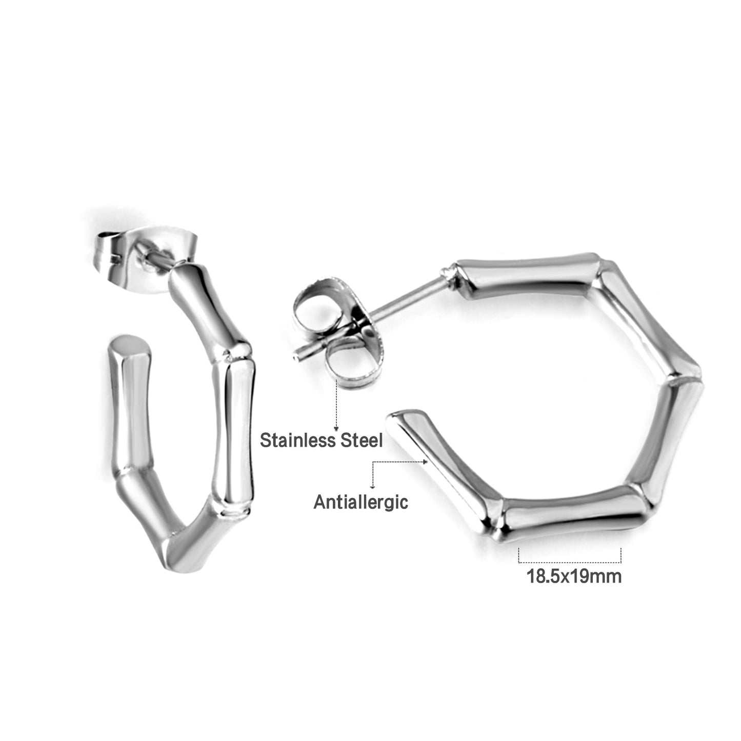 C-Hoop Stainless Steel Earrings 18K Gold Plated