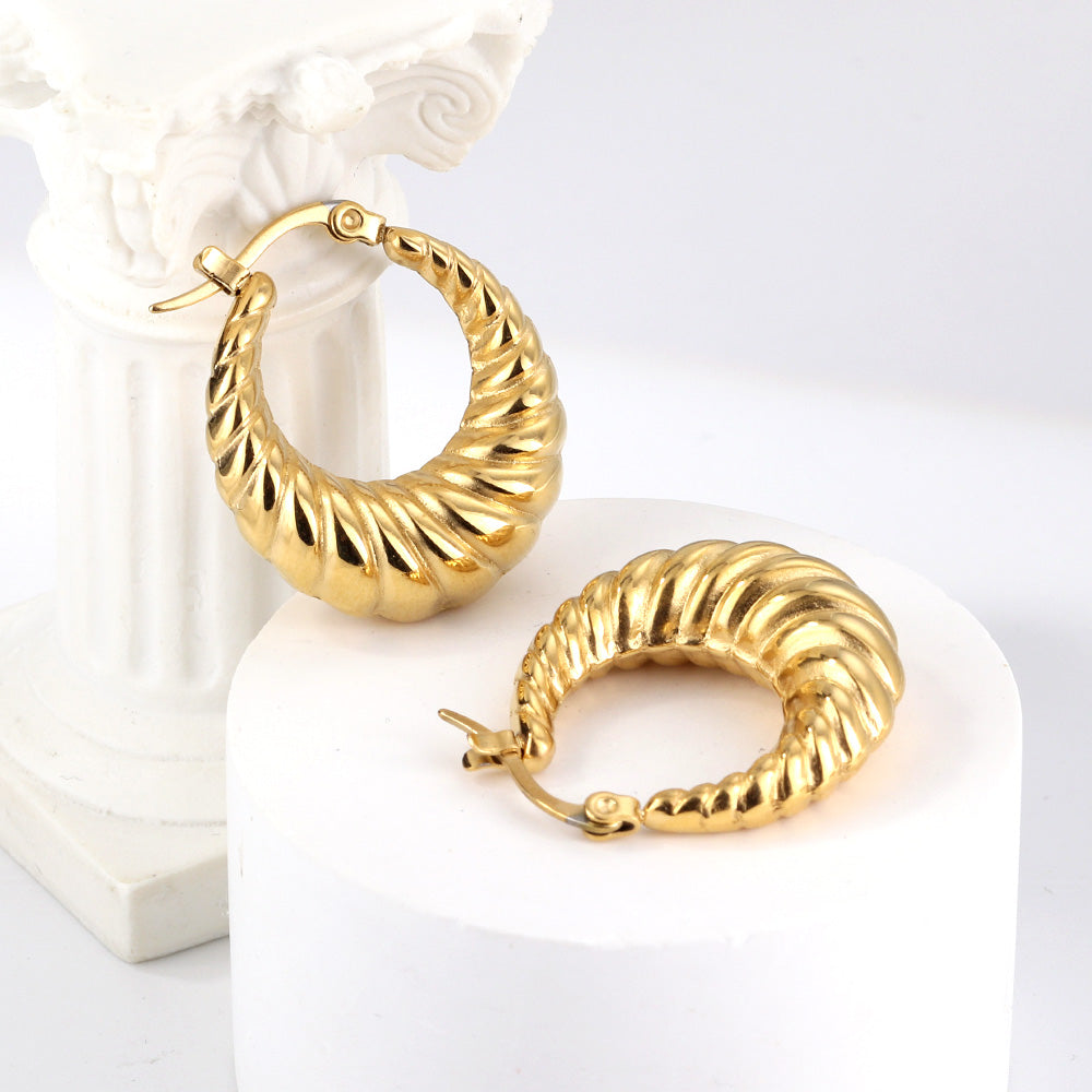 C-Hoop Stainless Steel Earrings 18K Gold Plated
