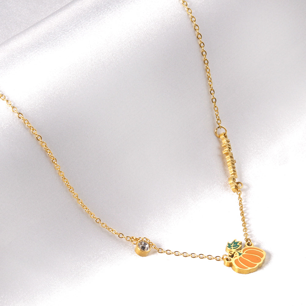 Cozy Pumpkin Charm Pendant Necklace