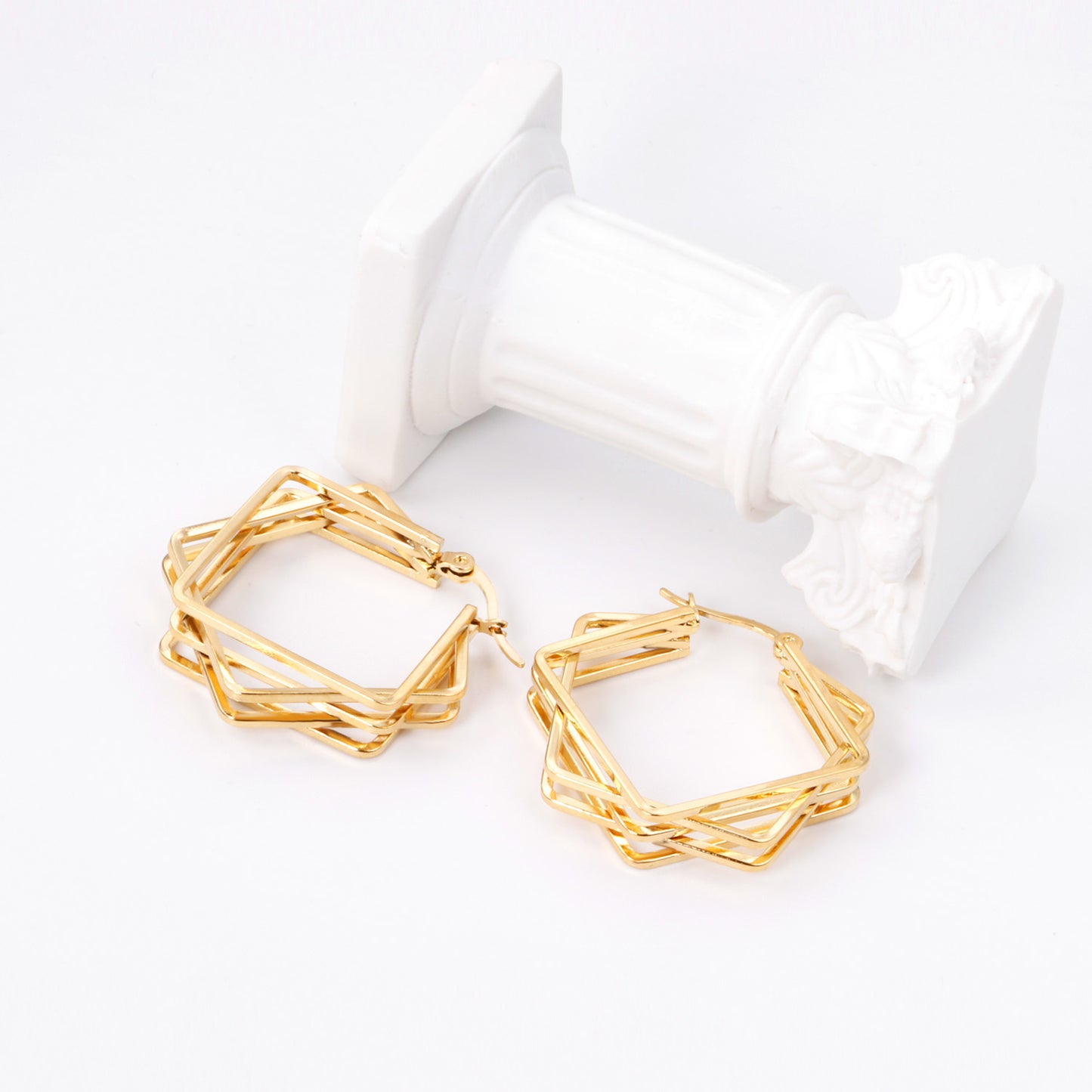 C-Hoop Stainless Steel Earrings 18K Gold Plated