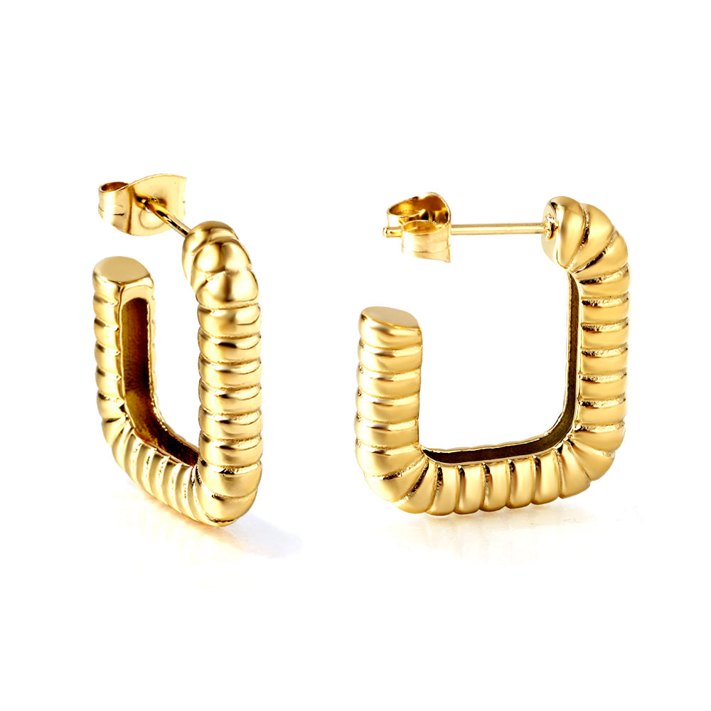 C-Hoop Stainless Steel Earrings 18K Gold Plated