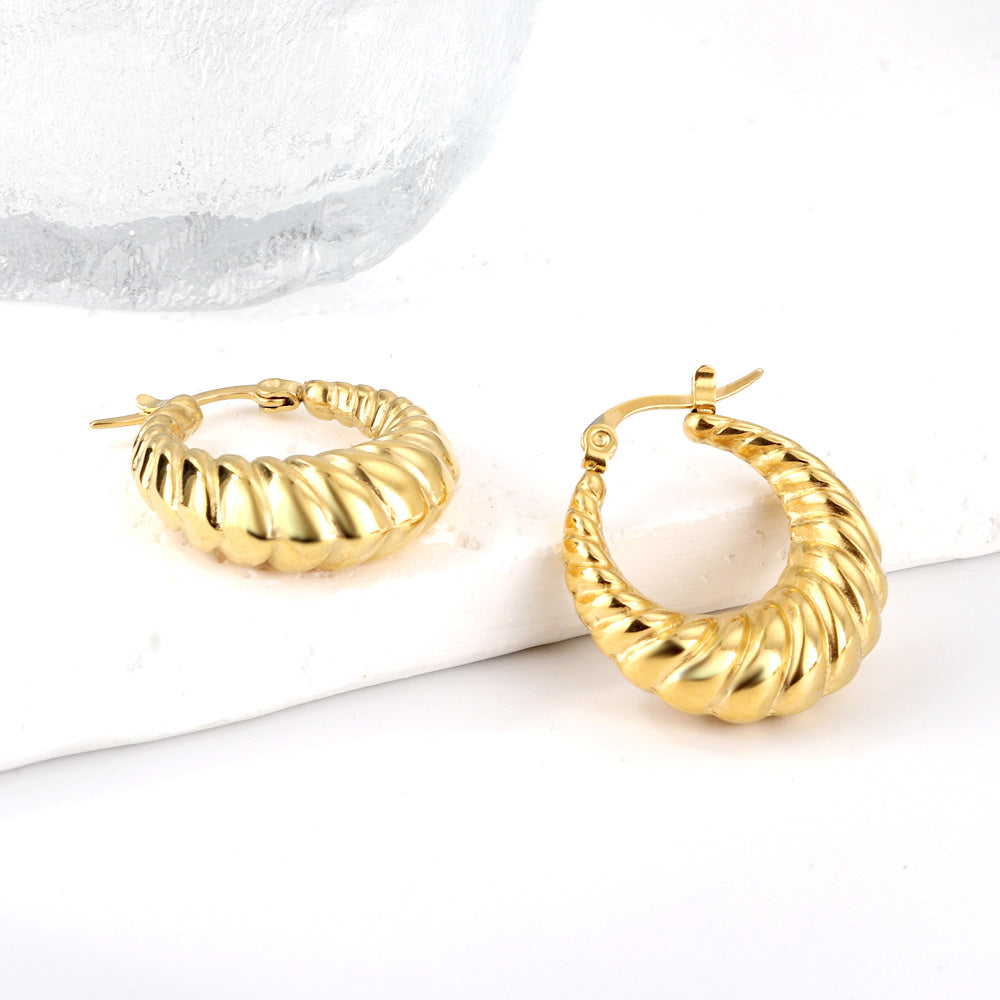 C-Hoop Stainless Steel Earrings 18K Gold Plated