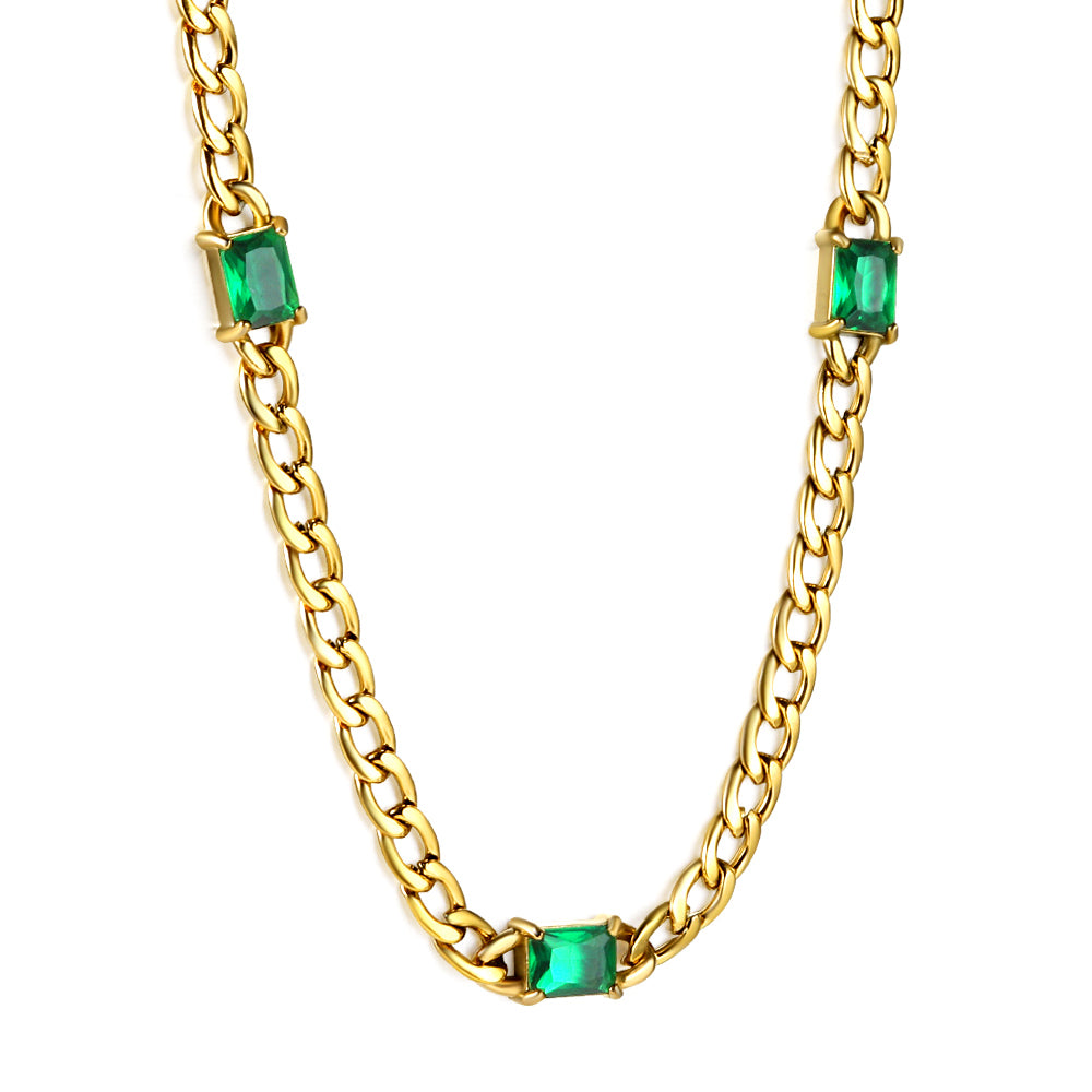 Emerald Charm Chain Necklace