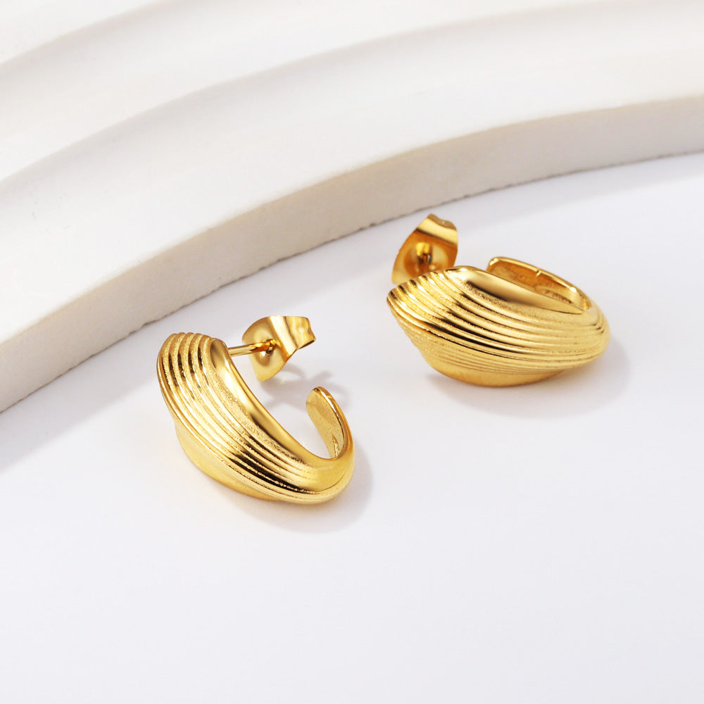 C-Hoop Stainless Steel Earrings 18K Gold Plated