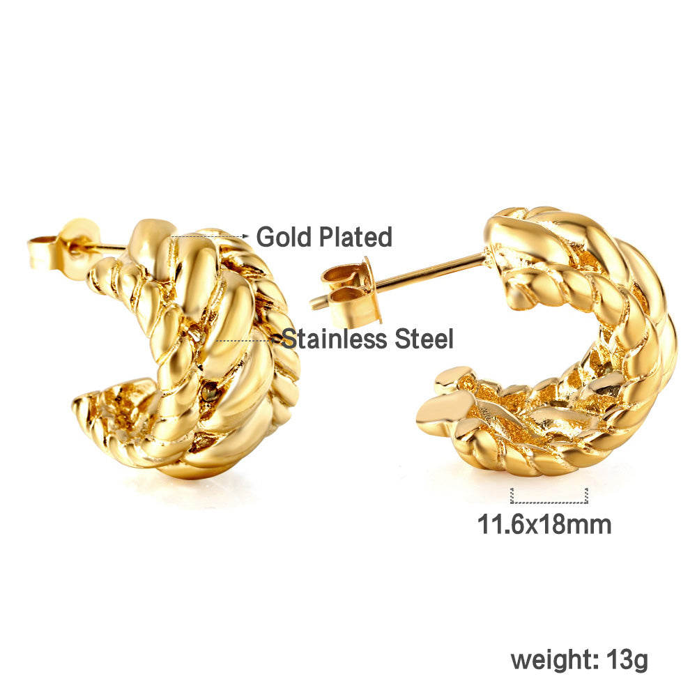 C-Hoop Stainless Steel Earrings 18K Gold Plated