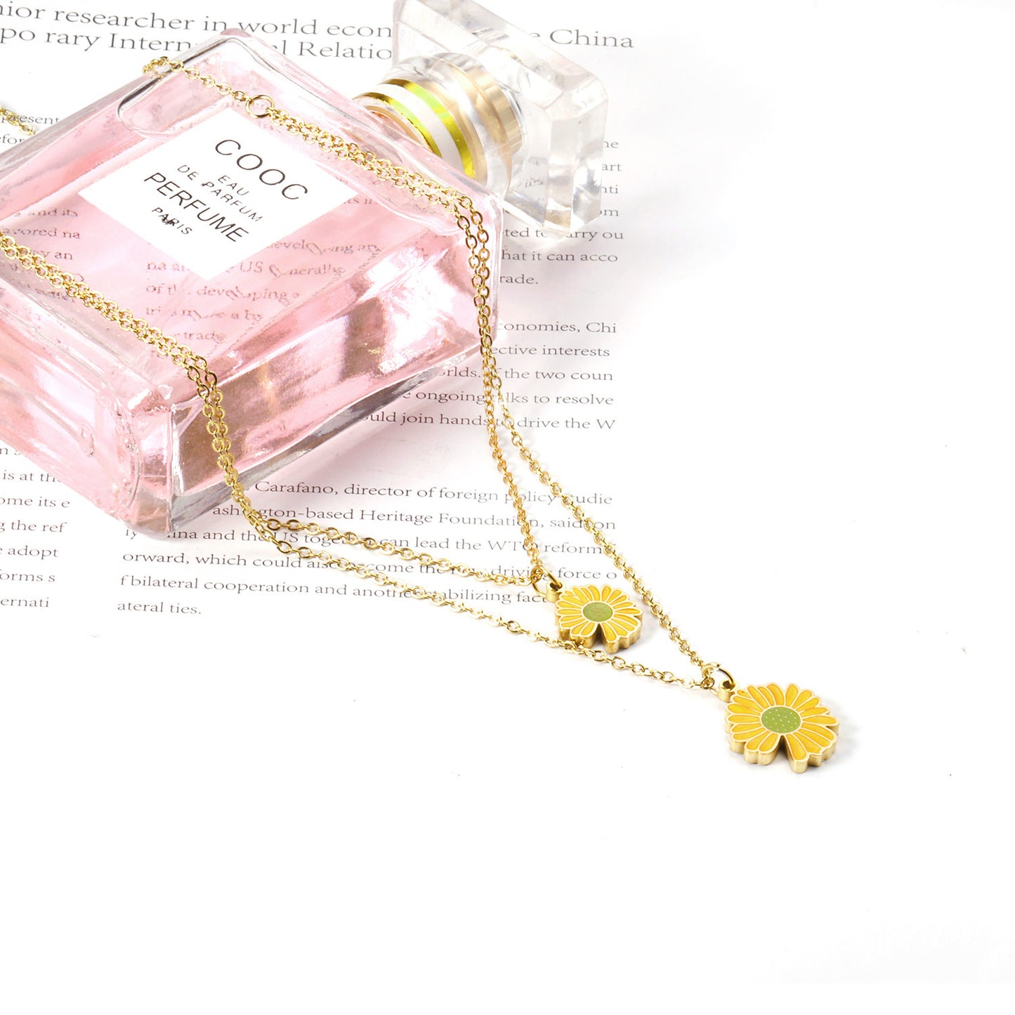 Yellow Flora Double Pendant Necklace