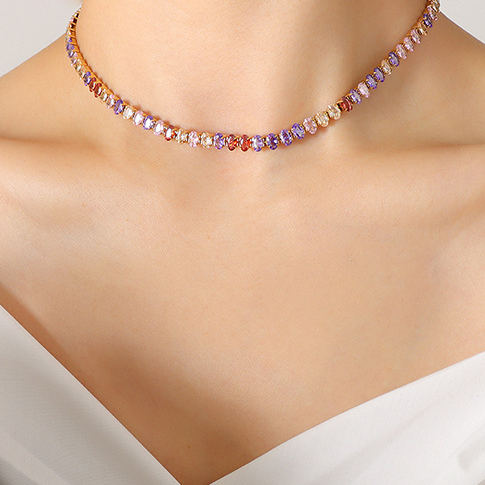 Premium Titanium Stone Studded Necklace