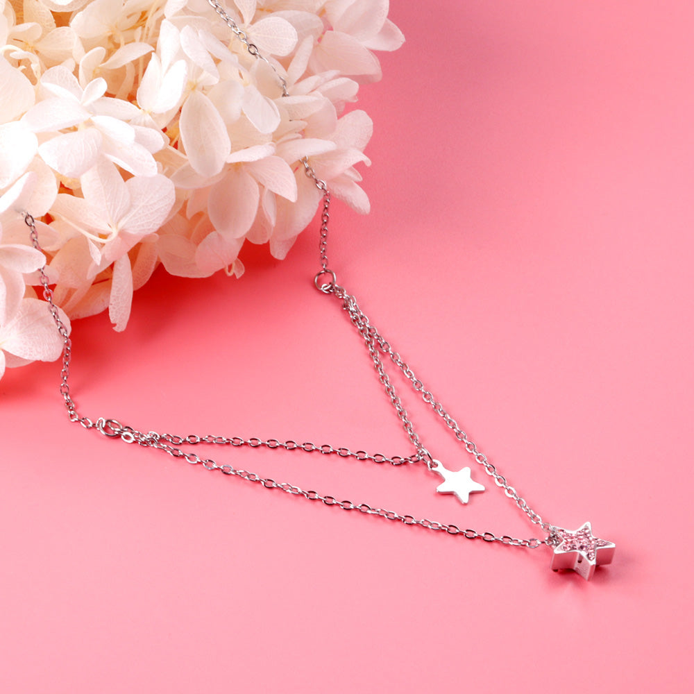 Two Star Pendant Layering Necklace