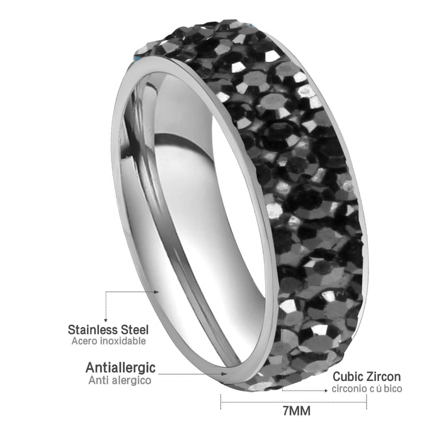Black Stones Studded Ring