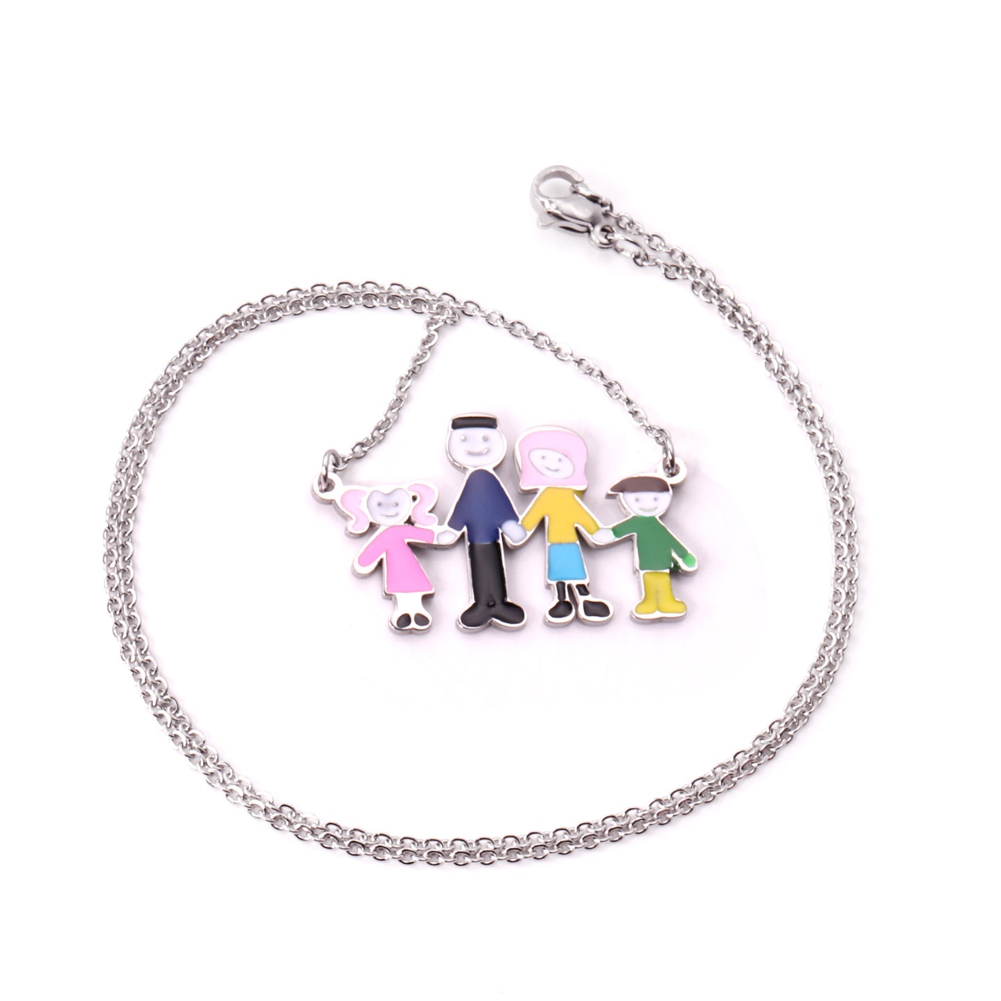 Family Pendant Necklace Silver Color