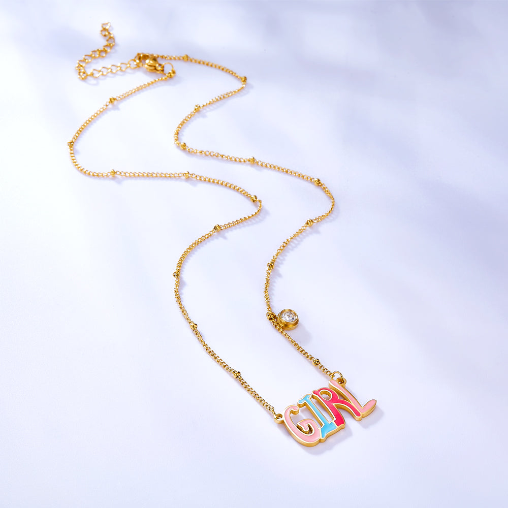 Girl Pendant Necklace Pastel Color