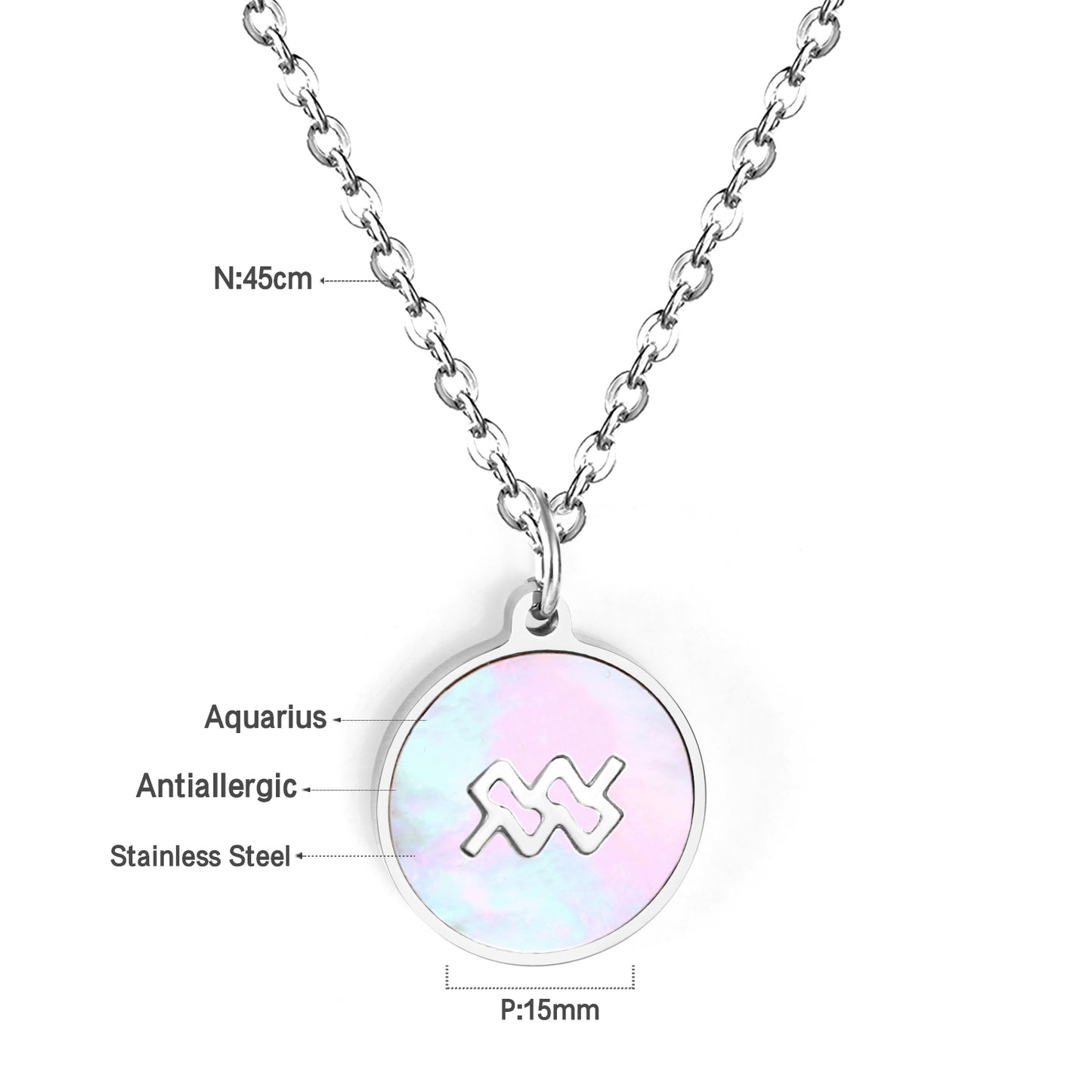 Astro Sign Aquarius Rhinestone Pendant