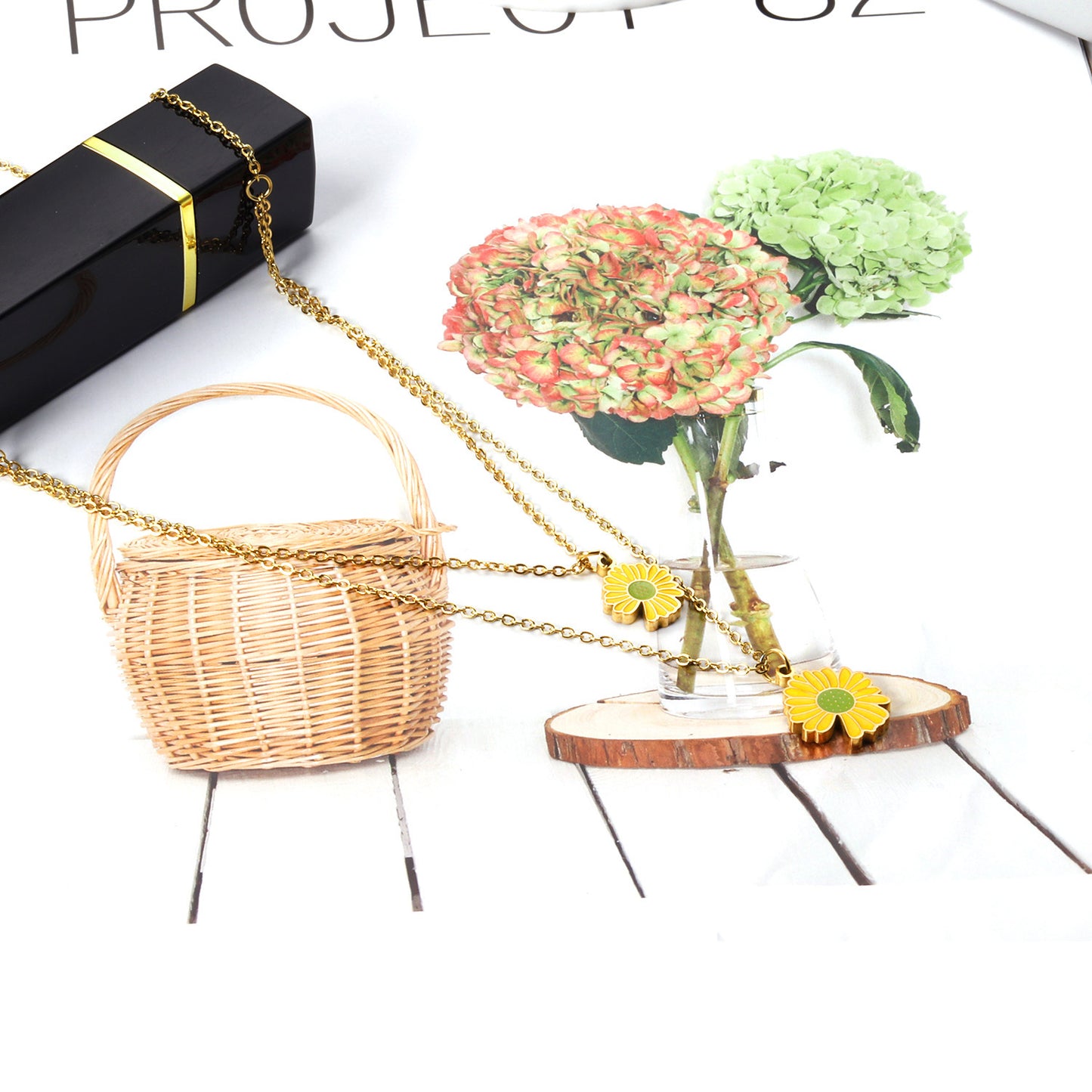Yellow Flora Double Pendant Necklace