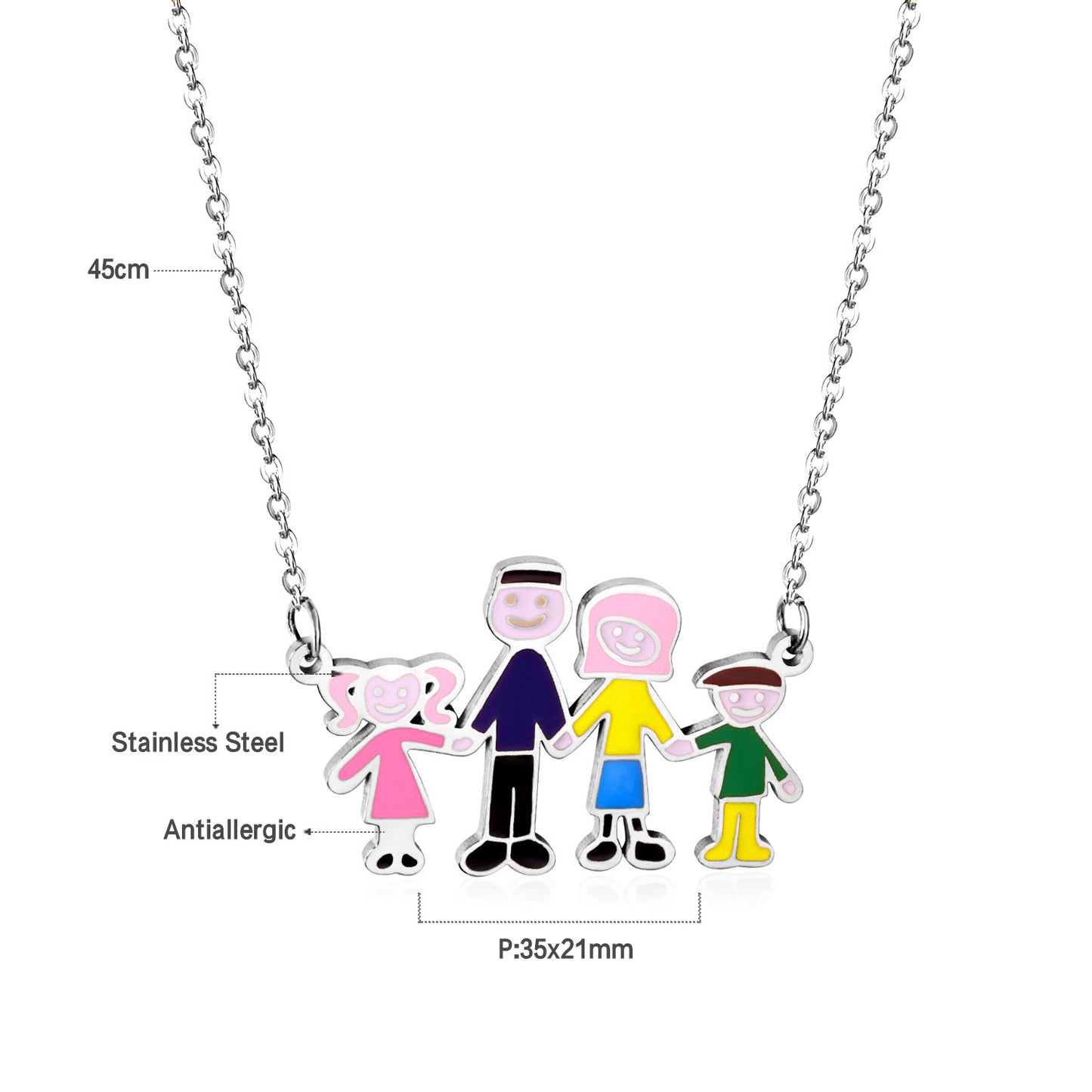 Family Pendant Necklace Silver Color
