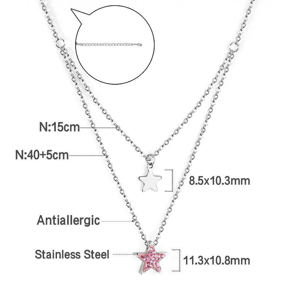 Two Star Pendant Layering Necklace